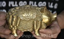 6.4" Rare Old Chinese brass Palace Fengshui 12 Zodiac Pig wealth Statue