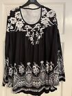 New Tags Ladies Size 22 Long Tunic Top Cost 2999P Black Flowers On Nice Item