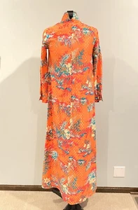 Vintage 1970’s Japanese Asian Inspired Print Maxi Dress Union Label Long Sleeve - Bild 1 von 12