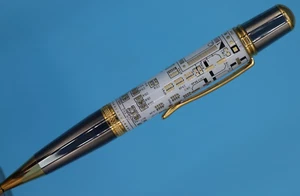 Sierra Vista Ballpoint Pen Black Titanium / Titanium Gold  White Printed Circuit - Picture 1 of 9