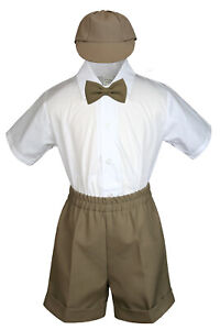  4pc Boy Baby Toddler Ring Bearer Wedding Formal Outfit with Color Shorts Option