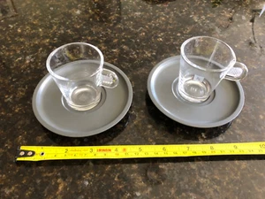 Two Nespresso Collection Glass Espresso Cups with Dark Grey Saucers - New Unused - Picture 1 of 5