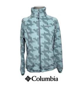 Womens Columbia Sportswear Full Zip Fleece Jacket Graphic Print M Teal Baby Blue - Picture 1 of 12