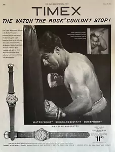 1954 Timex Watch Rocky Marciano Boxer Waterproff Dustproof Vintage Print Ad - Picture 1 of 1