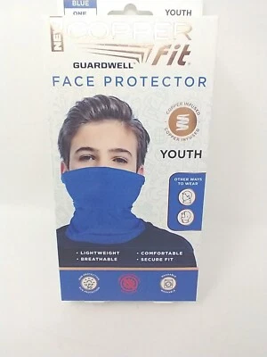 Copper Fit Guardwell Face Protector Gaiter OSFA Youth UV Protect washable Blue - Image 1 of 4