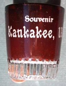 1910-20s Era Kankakee Illinois ruby glass souvenir shotglass VINTAGE COOL LOOK-- - Picture 1 of 1