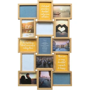 15 Photo Frame Wooden Picture Gallery Collage Multi Aperture Holds 5"x7" Photos - Picture 1 of 1