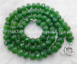 Exquisite Dark Green 5x8mm Emerald Gemstone Faceted Roundel Beads Necklace 18"
