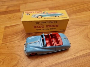 VINTAGE DINKY TOYS 106 AUSTIN ATLANTIC CONVERTIBLE BLUE REPAINT RESTORATION +BOX - Picture 1 of 5