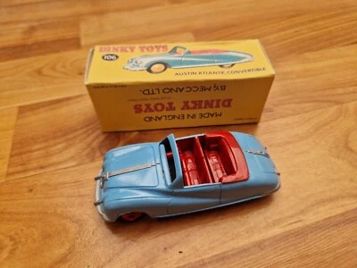 VINTAGE DINKY TOYS 106 AUSTIN ATLANTIC CONVERTIBLE BLUE REPAINT RESTORATION +BOX - Image 1 of 4