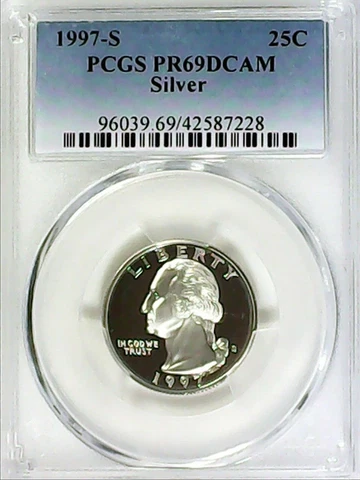 1997-S 25C Washington Quarter PCGS PR69DCAM 90% Silver 22lltu0422 Cover