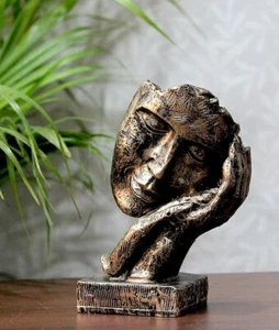 Harz handgefertigtes menschliches Gesicht Design mit Hand auf Gesicht dekoratives Prunkstück - Bild 1 von 3