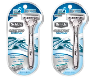 Schick Quattro Titanium Razor Handle + 2 Cartridges (2 Pack) - Picture 1 of 1
