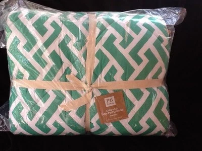 Lote de puf edredón Pottery Barn Teen Links XL doble goma gota verde blanco NOSHAM Foto 1 de 3