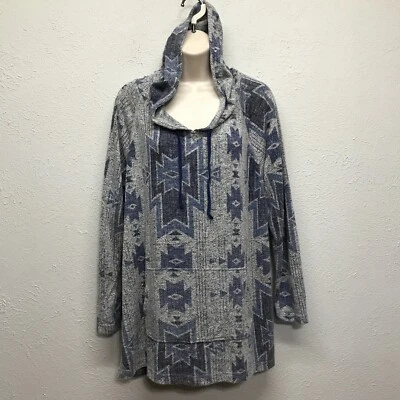 Sudadera con Capucha Panhandle Slim para Mujer Plus 1X Azul Gris Azteca Manga Larga Pullover con Capucha Foto 1 de 4