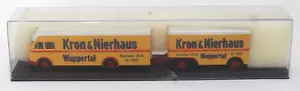 Camión Brekina 57701 1:87 HO Kron & Nierhaus con remolque nuevo en caja Alemania - Imagen 1 de 2