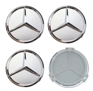 4Logo Emblème Mercedes Jante Cache Moyeu Centre De Roue Gris 75mm - Foto 1 di 1
