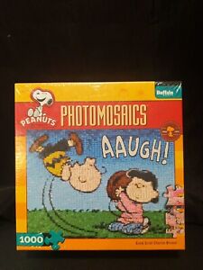 Peanuts Photomosaics Puzzle with Lucy and Charlie Brown w/football-1000 Pieces
