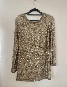 Allsaints Dress Gold, Heavily Hand Embellished S / 8 • New with tags RRP £399 - Picture 1 of 10
