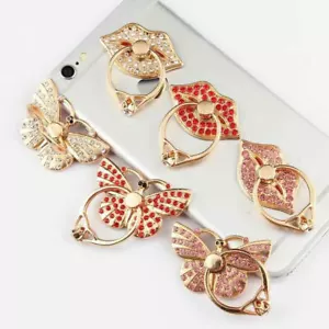 Universal 360 Rotating Finger Ring Stand Holder for Cell Phone Tablet - Crystal - Picture 1 of 31