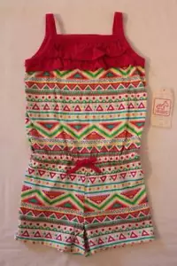 NEW Baby Girls Romper 12 Months Ruffles Sleeveless Shorts Outfit Jumpsuit Pink - Picture 1 of 2