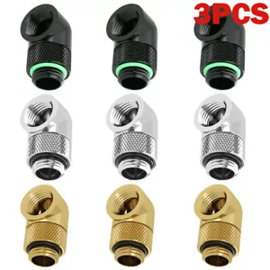 3 Pcs Barrow G1/4" Angled 90 Degree Swivel Rotary Fitting Male to Female Black - Picture 1 of 12