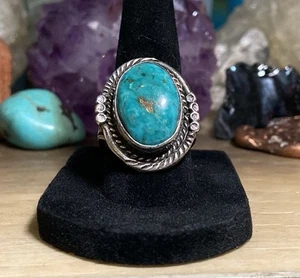 Old Pawn Navajo Ring Sterlingsilber Royston Türkis Gr. 8 AN425-21 F - Bild 1 von 24