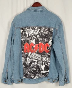 AC/DC Licensed Graphic Print Denim Jean Jacket Trucker Men's Size XL - Picture 1 of 4