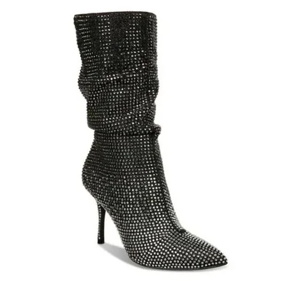 THALIA SODI Womens Black Rhinestone Raquell Pointed Toe Stiletto Slouch Boot 6.5 - Image 1 of 4