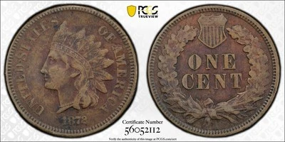 1872 Indian Cent Choice - XF Details Environmental Damage - Key Date - Image 1 of 2