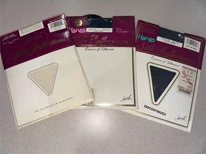 Hanes Silk Reflections Vintage Silky Sheer Size CD 3 Pairs Pearl,Navy,Silver NEW - Picture 1 of 4