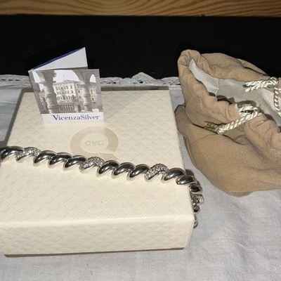 Vicenza Sterling Silver Crystal San Marco Bracelet 31 gm 7.5” Magnetic Closure Foto 1 de 4