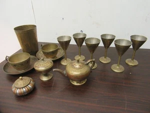 VINTAGE MESSING ÖSTLICHES TEESERVICE, RESTPOSTEN ANDERE MESSING, KELCH, TASSEN - Bild 1 von 24