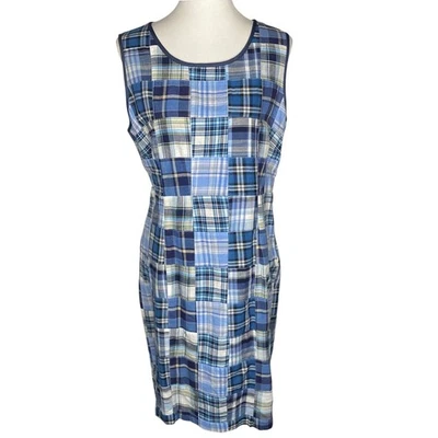 Vestido Retazos Cuadros Orvis Madras Azul Talla 14 Boho Cottagecore Country Foto 1 de 4