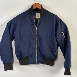 UNIF Urban Outfitters Bomber Jacket Navy Blue Utility Zip Up Size MEDIUM - Picture 1 of 14