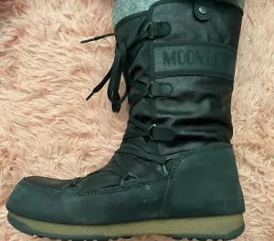 The Original Moon Boot Negro Fieltro Impermeable Con Cordones Mujer 38, UK 5, USL 7 - Imagen 1 de 8