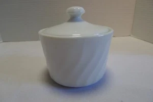 Corning Ware White Enhancements Swirl Sugar Bowl w/ Lid USA - Picture 1 of 6