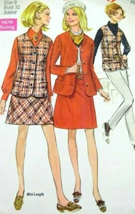 Simplicity Vintage Años 60 Busto 32 Juniors Falda Separada Chaqueta Patrón Costura - Imagen 1 de 3