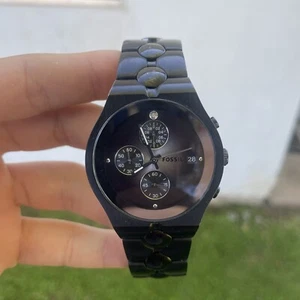 Fossil watch Arkitekt Black bezel Diamond quartz FS 4197 stainless steel - Picture 1 of 3