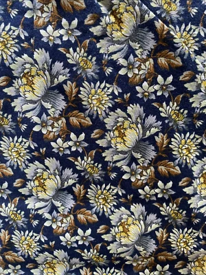 Vintage Blue Floral Quilting Fabric Cotton Grandmas Cottage Cabin 2 yds x  41" - Image 1 of 4