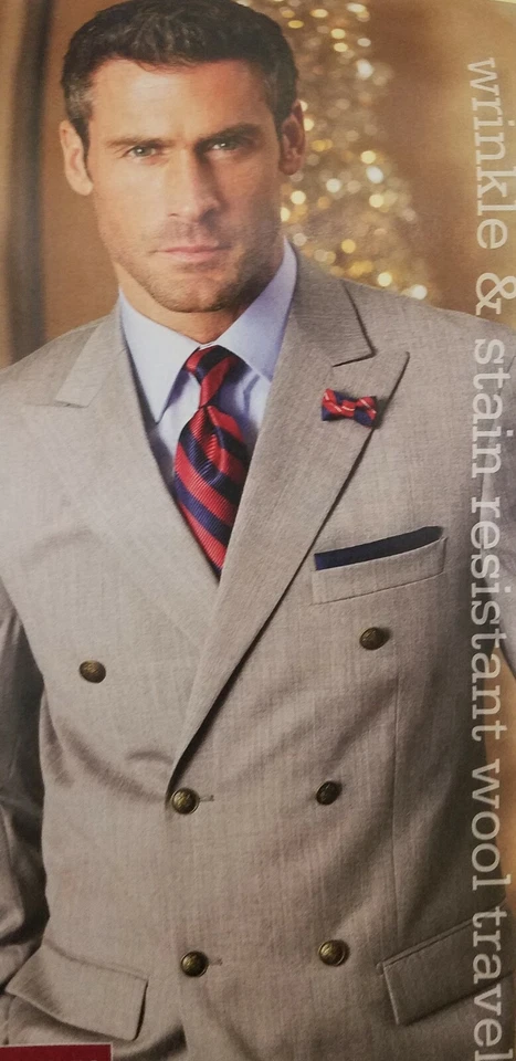 NAVY/Men 46R/NWT/Paul Fredrick 100% Wool TRAVEL BLAZER/DOUBLE-BREASTED Sportcoat - Image 1 of 1