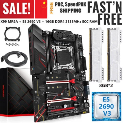 X99 Motherboard LGA 2011-3 + E5 2690 V3 CPU 16GB DDR4 2133 MHz ECC RAM M.2 Slot - Image 1 of 4