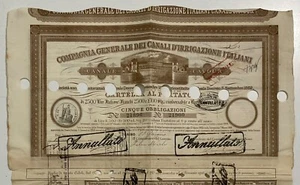 COMPAGNIA GENERALE DEI CANALI D'IRRIGAZIONE ITALIANI TO 1871 AZIONE SCRIPOFILIA - Picture 1 of 6