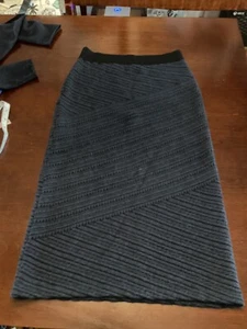 Moth Anthropologie Adela Navy Blue Black Ribbed Midi Pencil Sweater Skirt Size S - Picture 1 of 3