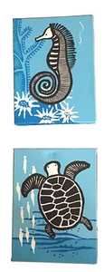 Pair of Wee Gallery Safari Nursery Decor Prints Discont. Sea Horse Turtle RARE - Picture 1 of 6