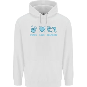 Peace Love Dolphins Childrens Kids Hoodie - Picture 1 of 72