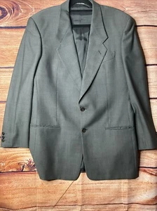 Vntg GIORGIO ARMANI Mens Sz 40L Slate Wool Viscose Blazer Jacket Italy Gray - Picture 1 of 16