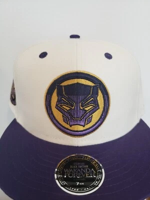 Black Panther Hat Cap Marvel Fitted White Size 7 1/4 Exclusive Lids - Image 1 of 4