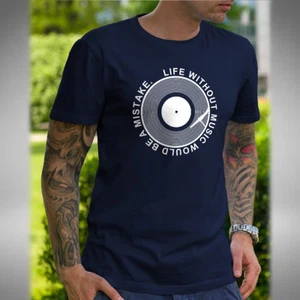 Vinyl T-Shirt Record House Techno Life Without Music Would Be A Mistake S to 5XL - Picture 1 of 4