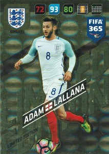 PANINI ADRENALYN XL FIFA 365 2018 ADAM LALLANA LIMITED EDITION